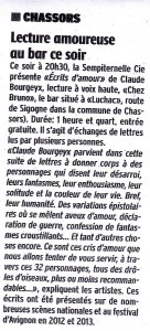 Lecture amoureuse au Bar Samedi 13 Juin